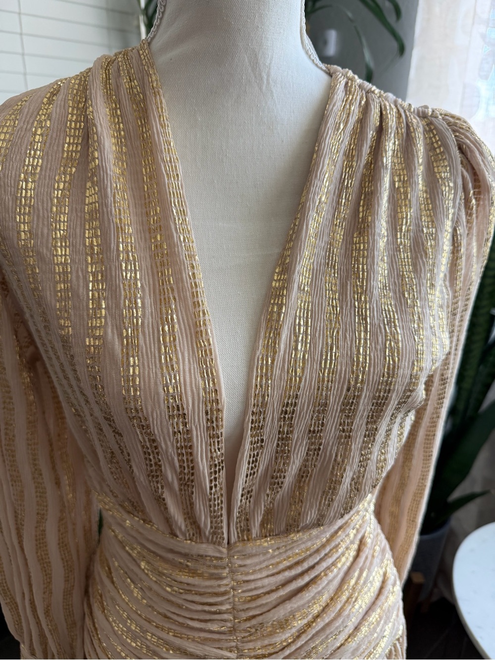 REVOLVE Sabina musayev dragonfly Gold Ruched Long Sleeve Mini Dress - Picture 6 of 8